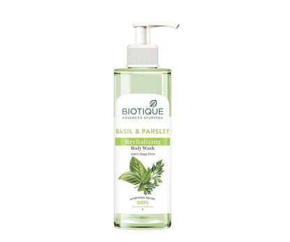 Biotique Basil & Parsley Revitalizing Body Wash | Soften Skin | Provides Natural Brightness | Deeply Cleanses | 100% Botanical Extracts | Suitable for All Skin Types | 200ml