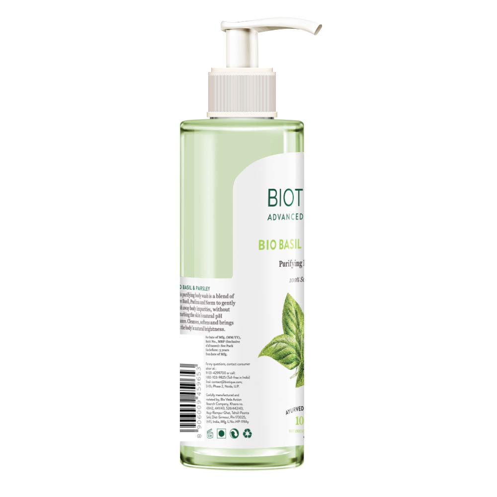 Biotique Basil & Parsley Revitalizing Body Wash | Soften Skin | Provides Natural Brightness | Deeply Cleanses | 100% Botanical Extracts | Suitable for All Skin Types | 200ml