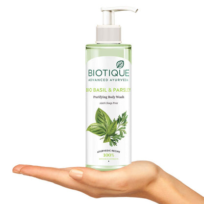 Biotique Basil & Parsley Revitalizing Body Wash | Soften Skin | Provides Natural Brightness | Deeply Cleanses | 100% Botanical Extracts | Suitable for All Skin Types | 200ml