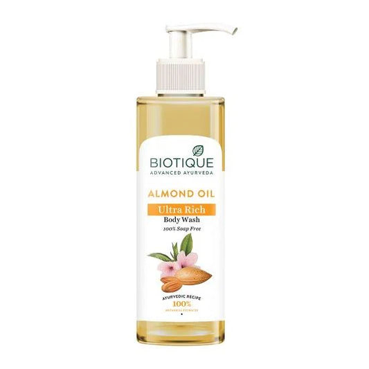 Biotique Almond Oil Ultra Rich Body Wash| Maintains Skin’s Natural pH |100% Botanical Extracts| Soap-Free Body Wash Suitable for All Skin Types | 200ml