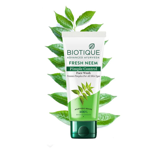 Biotique Fresh Neem Pimple Control Face Wash| Ayurvedic and Organically Pure| Prevents Pimples |100% Botanical Extracts| Suitable for All Skin Types | 50 ml