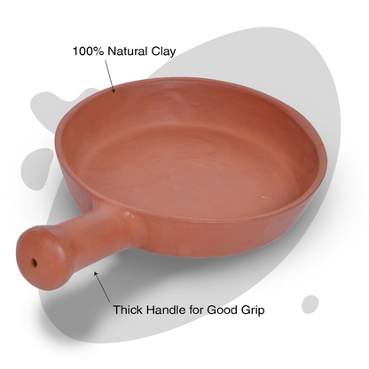 Clay Fry Pan - 1.5 Liters | Eco-Friendly, Non-Toxic Cookware for Healthy Cooking