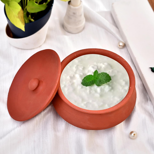 Earthen Clay Curd Pot with Lid | 500ml – Natural, Eco-Friendly Storage for Fresh & Healthy Curd