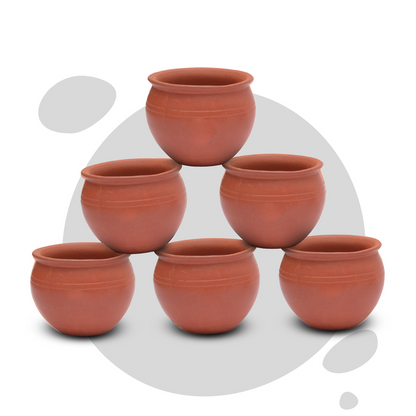 Earthen Clay Jully Cup Set | 150ml (Set of 6) – Handcrafted, Eco-Friendly Cups for Tea & Beverages