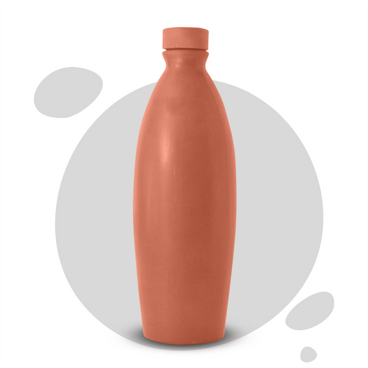 Eco-Friendly Earthen Clay Water Bottle  | Natural Cooling, Handmade Red Bottle