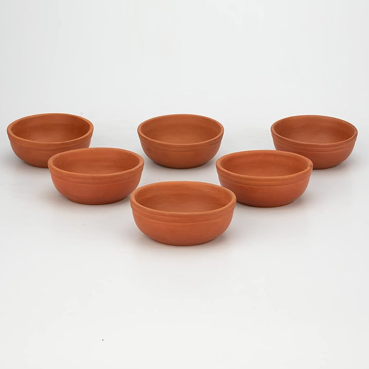 Round Earthen Clay Bowls - 250 ml, Set of 6 | Eco-Friendly, Natural Design for Healthy Dining