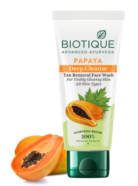 Biotique Papaya Deep Cleanse Face Wash | Gentle Exfoliation | Visibly Glowing Skin | 100% Botanical Extracts| Suitable for All Skin Types - 50ml