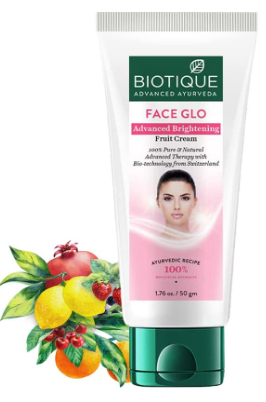 Biotique Face Glo Advance Brightening Fruit Cream | Visibly Flawless Skin | Lightens Skin Tone | 100% Botanical Extracts | Suitable for All Skin Types -65g