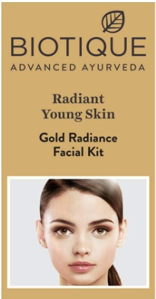 Biotique Gold Radiant Young Skin Youth Facial kit | 6-Step Facial Kit for Radiant Skin| Ayurvedic and Organically Pure| 100% Botanical Extracts| Suitable for All Skin Types | Serum or Gel - 65gm