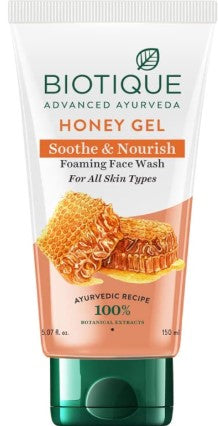 Biotique Honey Gel Soothe & Nourish Foaming Face wash | Soap Free Formula | Reduce Dryness | 100% Botanical Extracts | Suitable for All Skin Types | 50ml