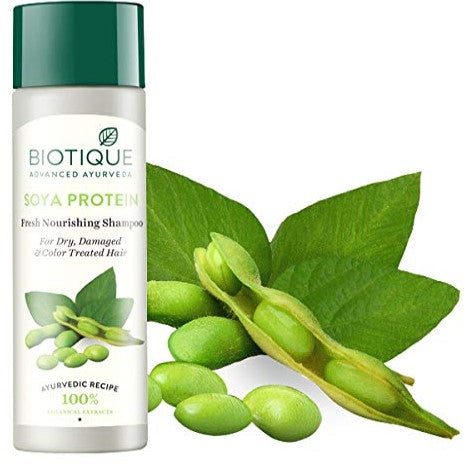 Biotique Soya Protein Fresh Nourishing Shampoo | Repairs Dry and Damaged Hair |Maintains pH Balance |Promotes Healthy Shiny Hair| Prevents Color Fading | All Skin Types | 120 ml