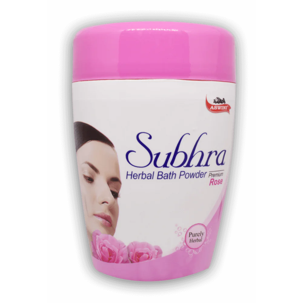 Aswini Subhra Herbal Bath Powder - Premium Rose - 200 Grams | Natural Skin Care